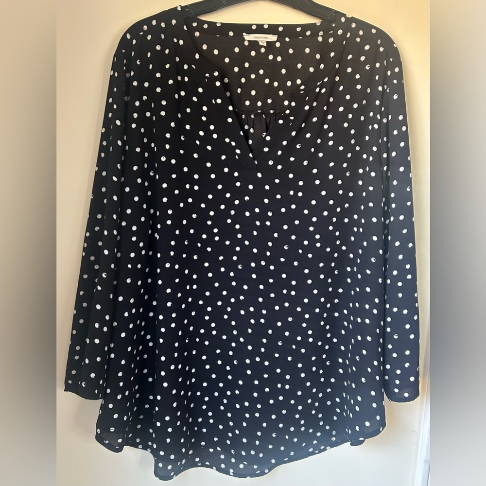 Maurices Black and White Polka Dot Women's Blouse